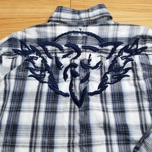 Roar Distressed Long Sleeve Button Down Shirt